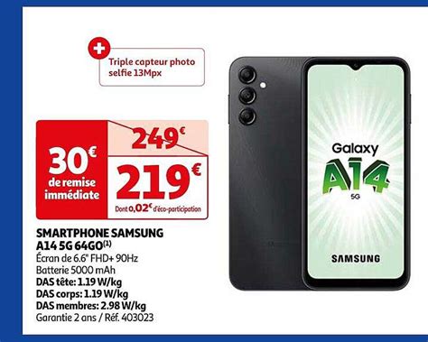 Promo Smartphone Samsung Galaxy A14 5g 64go Chez Auchan ICatalogue Fr