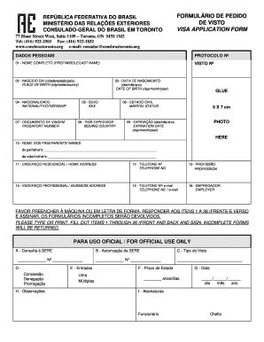 Fillable Online Formulrio De Pedido De Visto Bvisa Applicationb Form