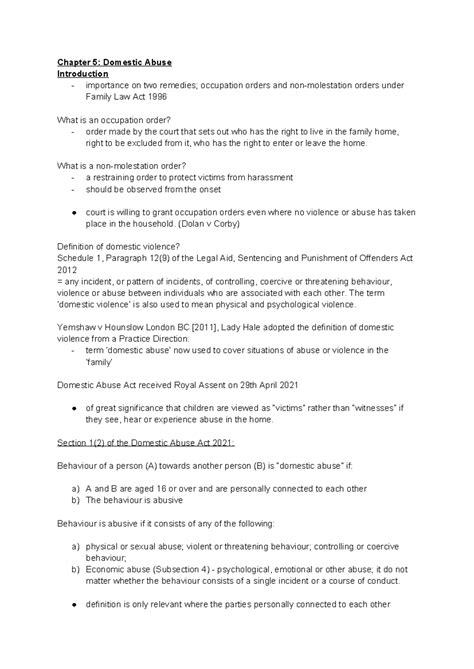 Chapter 5 Domestic Abuse - Chapter 5: Domestic Abuse Introduction