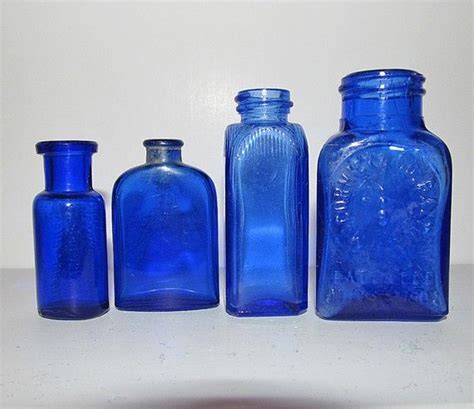 Vintage Small Cobalt Blue Medicine And Perfume And Spice Bottles Blue Bottle Blue Glass