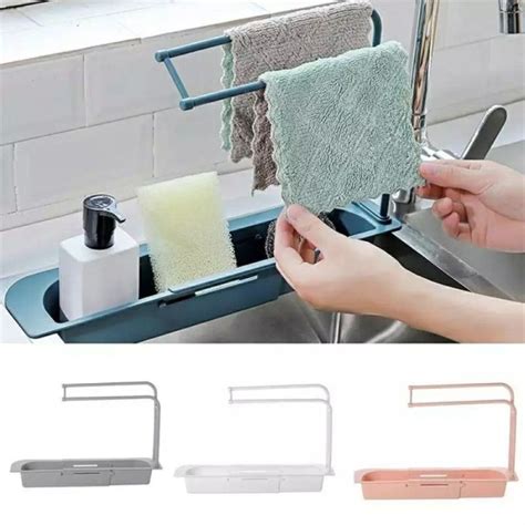 Rak Penyimpanan Spon Dapur Kain Lap Wastafel Rack With Hanger Lazada