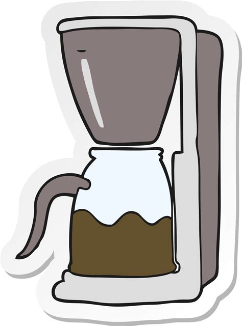 Sticker Of A Cartoon Coffee Maker 12361895 Vector Art At Vecteezy