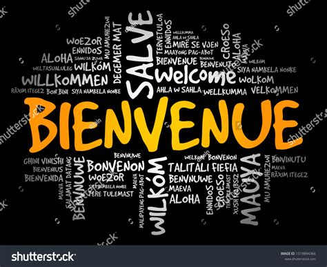 Bienvenue Welcome French Word Cloud Different Stock Vector Royalty