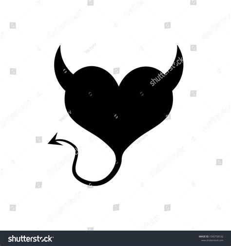 Black Devil Heart Horns Tail Icon Stock Illustration 1590758536