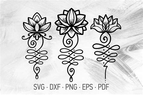 Lotus Unalome Bundle SVG Cricut Cut Files Lotus Flower Tattoo | Etsy