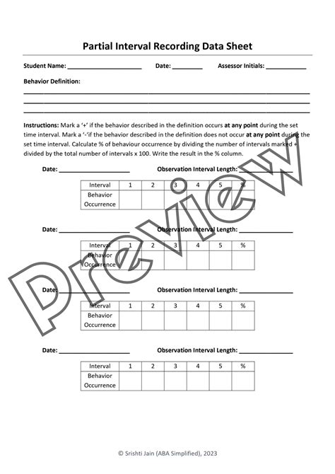 Editable Interval Recording Data Sheets For Aba Therapy Made By Teachers