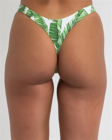 Shop Topanga Bermuda Palms G String Bikini Bottom In Green White