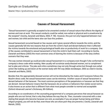 ⇉causes Of Sexual Harassment Essay Example Graduateway