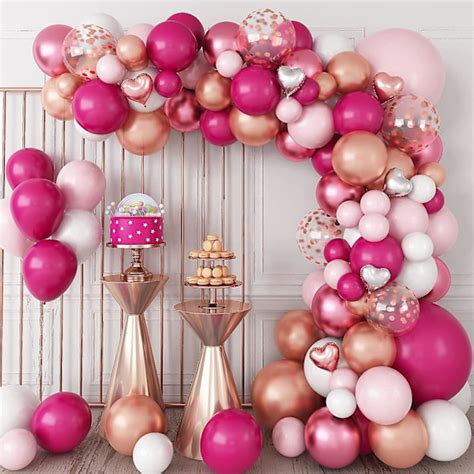 Hot Pink Rose Gold Balloon Garland Arch Kit 6fca Fyndiq