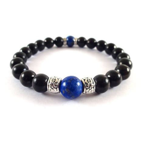 Mens Evil Eye Bracelet Mens Tourmaline And Lapis Lazuli Bracelet