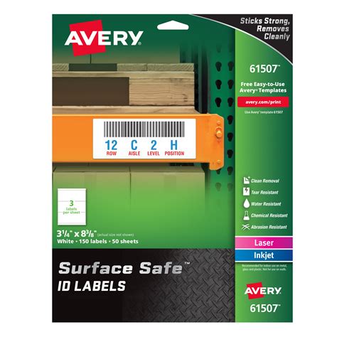 Avery Surface Safe Id Labels 3 1 4 X 8 3 8 Water Resistant Matte White Removable