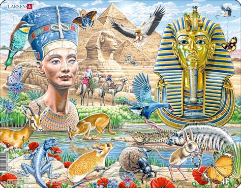 HL11 Sfinksen Og Pyramidene Egyptisk Dyreliv Nefertiti Og