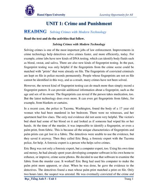 Crime And Punishment Reading Solving Crimes With Modern Technology