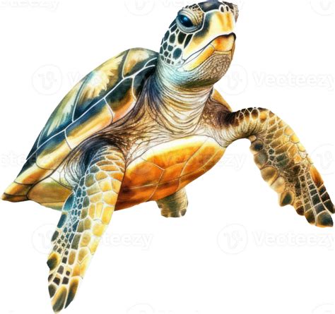 Sea Turtle Watercolor Illustration. 24045966 PNG