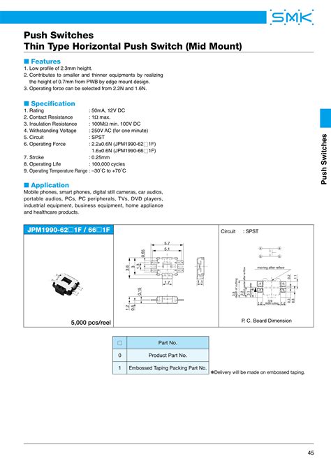 SMK按钮开关JPM（THP-MM）系列 – 亚特联科技有限公司