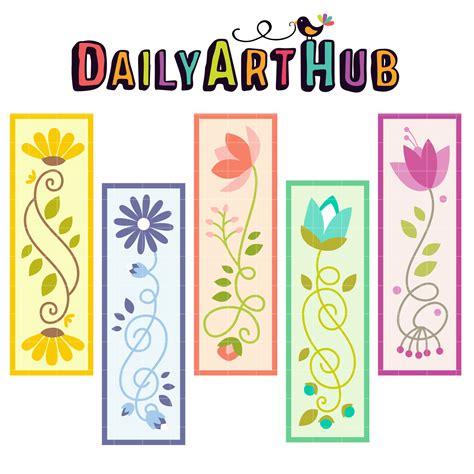 Pretty Blooms Bookmarks Clip Art Set – Daily Art Hub // Graphics, Alphabets & SVG