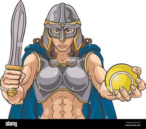 Viking Trojan Celtic Knight Tennis Warrior Woman Stock Vector Image And Art Alamy