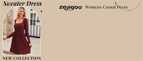 Zeagoo Womens Casual Sweater Dress Square Neck Knit Long