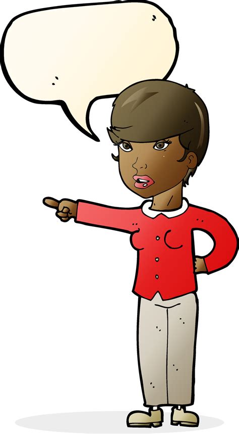 Cartoon Woman Pointing Finger Of Blame With Speech Bubble 12308369