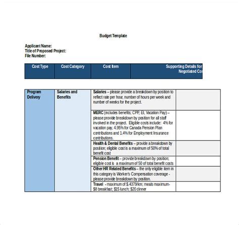 Project Budget Templates 10 Free Word Excel And Pdf Formats Samples