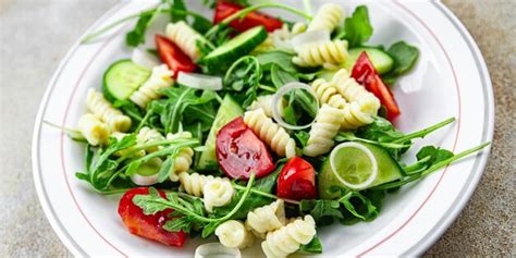 Premium Photo Pasta Salad Fusilli Pasta Cucumber Tomato Green Lettuce