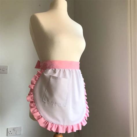 White Frilly Apron Pink Frilly Apron Retro Waist Apron | Etsy