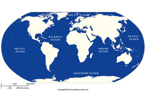 5 Oceans in the World Map | World Map With Countries