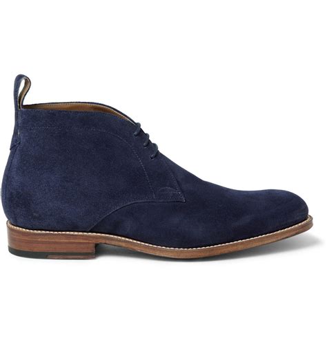 Grenson Marcus Suede Chukka Boots in Blue for Men | Lyst