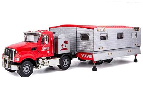 Kids 1:50 Scale Diecast Semi Truck Toy With Motorhome Trailer [NT01T405 ...