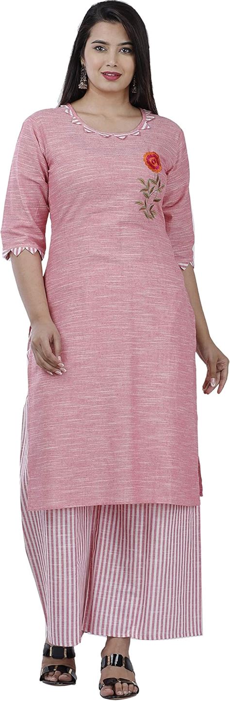 Buy Sanganeri Kurti Women S Cotton Embroidered Kurta With Printed Pant