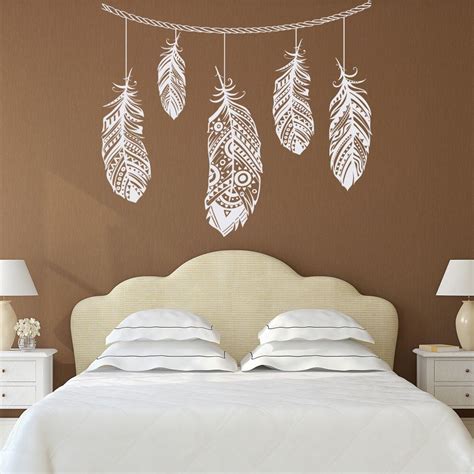 Feather Wall Decal Feather Wall Decor Bohemian Boho Bedroom Etsy