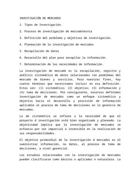 Docx Web Viewinvestigaci N De Mercados Tipos De Investigaci N