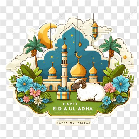 Feliz Eid Ul Adha Saludos Vector Pegatina Sobre Fondo Transparente Png