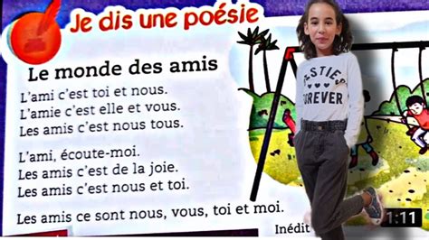 le monde des amis je dis une poésie mes apprentissages en français