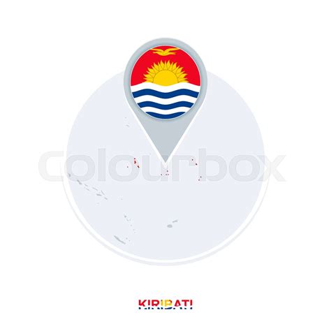 Kiribati Map And Flag Vector Map Icon With Highlighted Kiribati