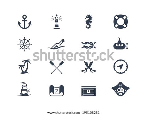 Nautical Icons Stock Vector (Royalty Free) 195108281 | Shutterstock