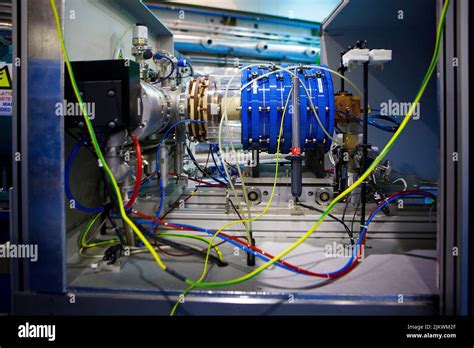 View of the synchrotron or circular particle accelerator of a hadrontherapy center for cancer ...