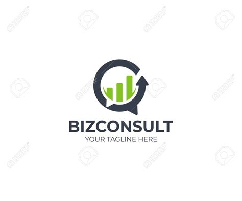 Business Consulting Logo Template Speech Bubble And Growth Graph