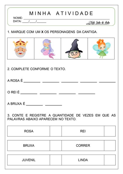 Atividade A Linda Rosa Juvenil - Atividades sobre a Linda Rosa Juvenil para Educação Infantil - Tudo ...