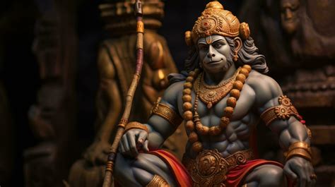 3d Illustration Of The Indian God Hanuman With A Floral Background