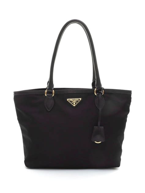 Prada Pre Owned Triangle Logo Handbag Black Farfetch