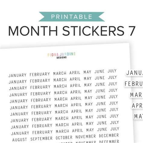 Months Of The Year Stickers Set Calendar Stickers Journal Etsy