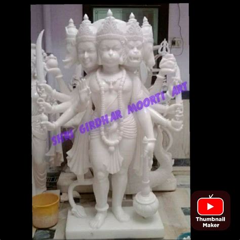 Panchmukhi Marble Hanuman Moorti For Temple And House Size 1t0 1o