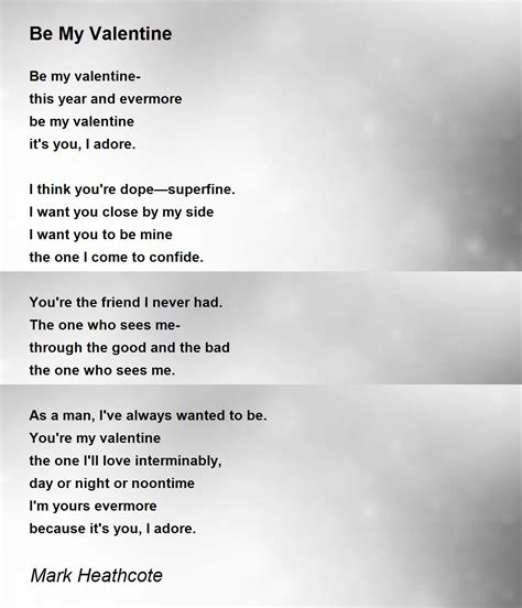 Be My Valentine Poem by Mark Heathcote - Poem Hunter