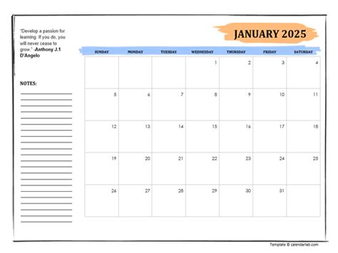 Student Calendar With Note Space Free Printable Templates