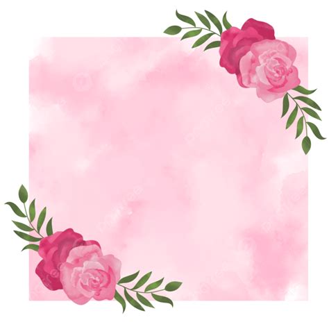 Rose Wedding Invitations Png Picture Floral Rose Flowers With Pink Watercolor Banner Frame For