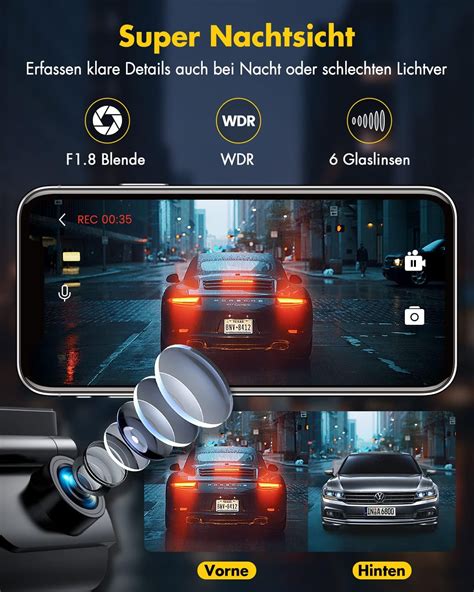 K Dashcam Auto Full Hd K P Dash Cam Vorne Hinten Wifi Auto