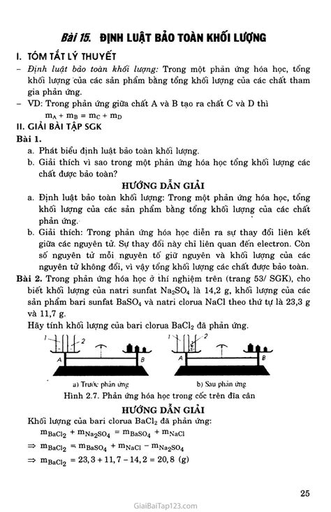 Giải Hóa Học 8 Bài 15 Định Luật Bảo Toàn Khối Lượng