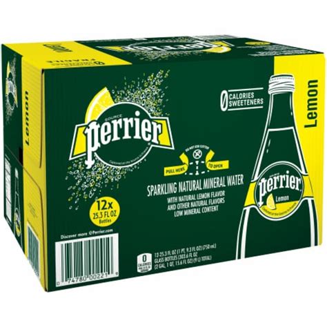 Perrier Lemon Flavored Sparkling Natural Mineral Water 12 Bottles 25