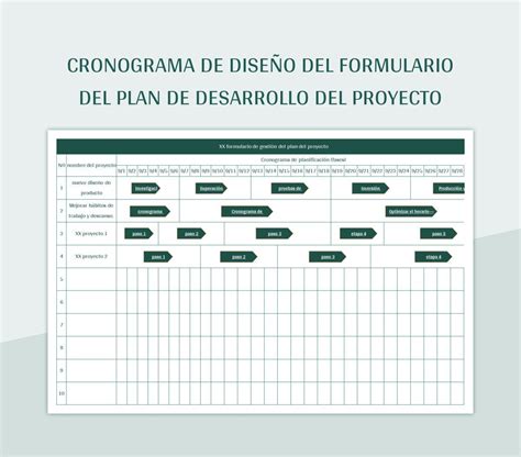 Plantilla de Excel Cronograma De Diseño Del Formulario Del Plan De